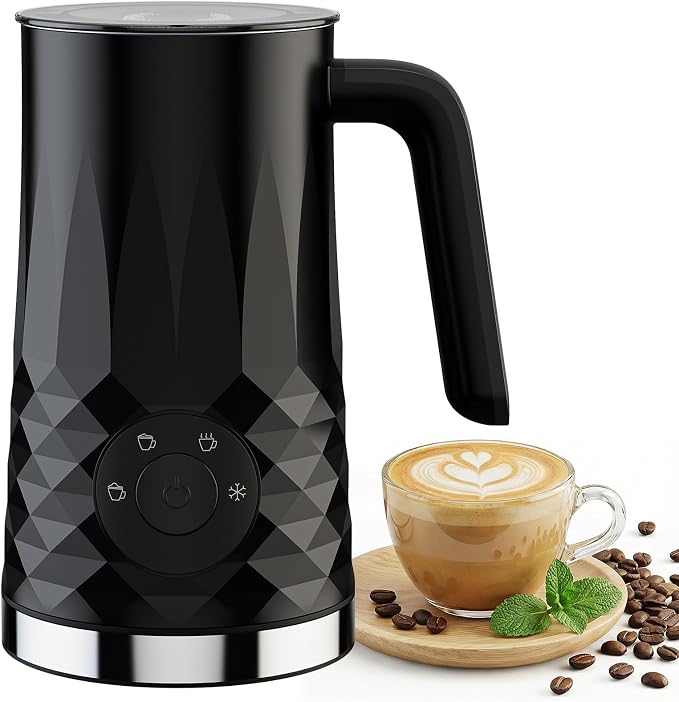 COFUN Milk Frother, 4-in-1 Electric Milk Frother and Steamer, 11.8oz Automatic Hot & Cold Foam Maker, Dishwasher Safe, Quiet Operation for Coffee, Latte, Cappuccino, Hot Chocolate (Black)