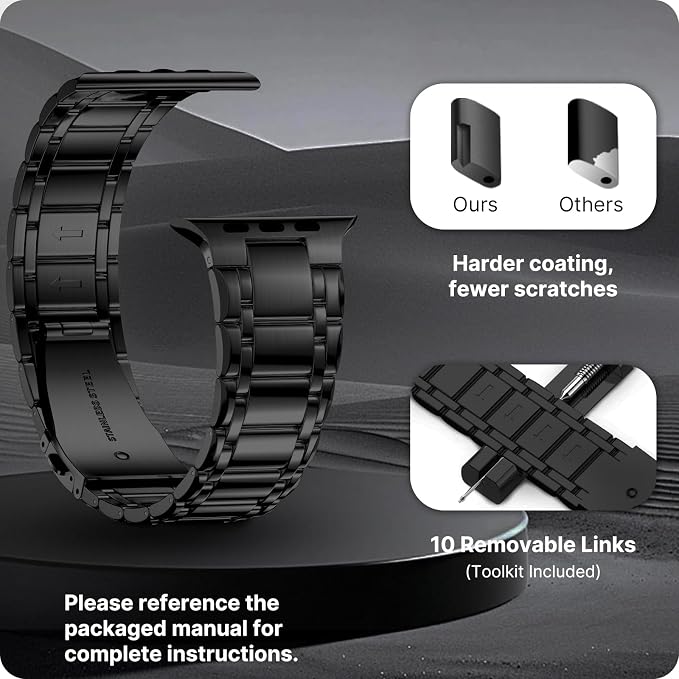 Fullmosa Bands Compatible with Apple Watch Band 49mm Ultra3 2 1, Stainless Steel iWatch Band with Case for Apple Watch, Black