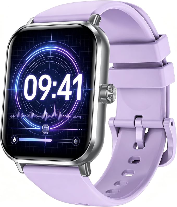 Jacoosa Smart Watch for Men/Women Android & iPhone, 1.83" HD Touch Screen, Bluetooth Calling, 5 ATM Waterproof Fitness Tracker with 130+ Sports Modes, 24/7 Health Monitor (Purple)
