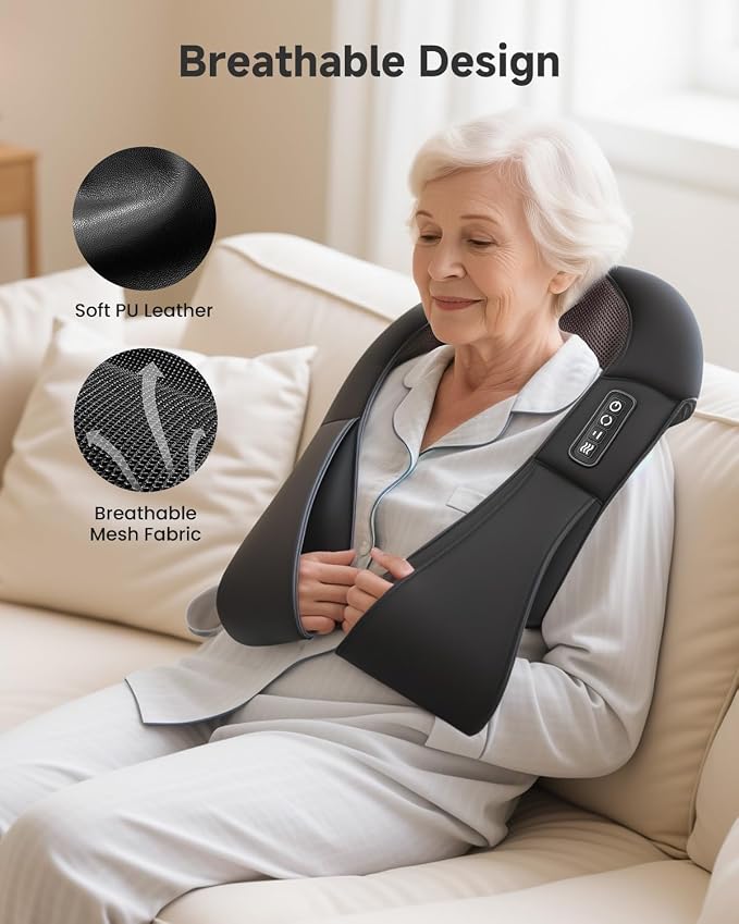 Snailax Shiatsu Back Neck Massager with Heat, Neck Shoulder Massager, Deep Kneading Massager Gifts for Mom, Dad, Mothers Day,Gifts Presents for Her,Him