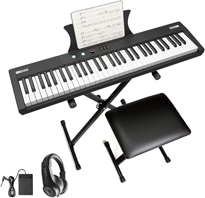 61 Keys Piano Keyboard Set, Electronic Digital Piano with Built-in Speaker Microphone, Portable Keyboard Gift Teaching for Beginners, Electric Piano for Birthday Gift
