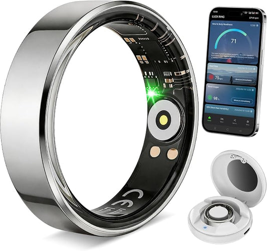 Smart Fitness Ring for Men and Women – Lightweight & Barely‑There Feel, Track Heart Rate, Stress, Sleep, Steps & SpO2, Ultra‑Slim 6mm,10ATM Waterproof, No Subscription Fee, Sliver 10