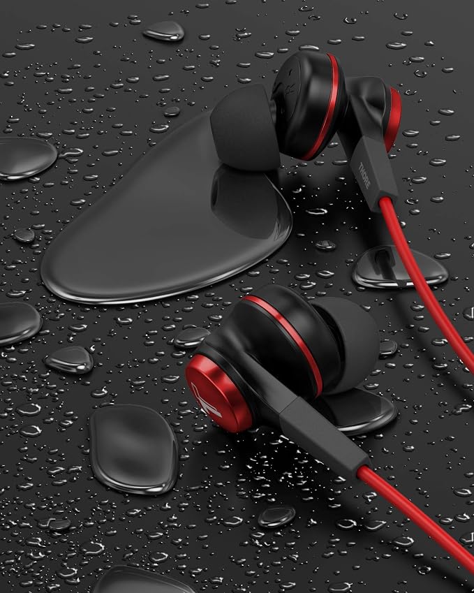 Thore iPhone Earphones (Apple MFi Certified) V120 in Ear Wired Lightning Earbuds (Sweat/Water Resistant) Headphones with Mic/Volume Remote for iPhone 12/13/14 Pro Max - Red