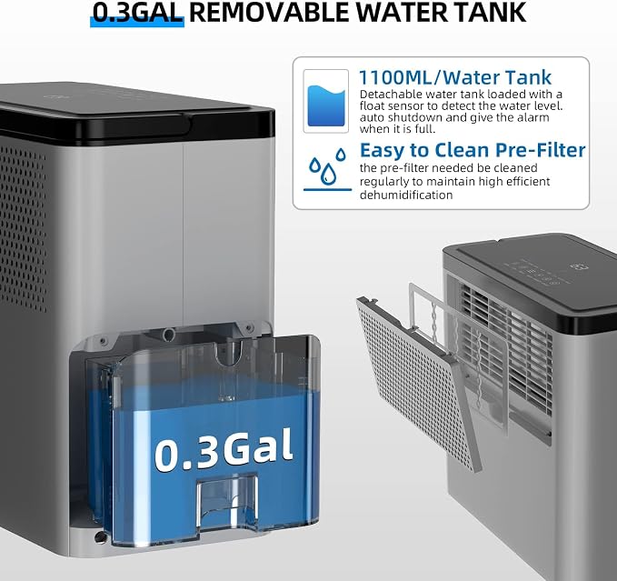 Airplus 1,500 Sq.Ft max 30 Pints Dehumidifier for Basement with Drain Hose, small dehumidifier with Reusable Filter,dehumidifier for rv Auto Shut