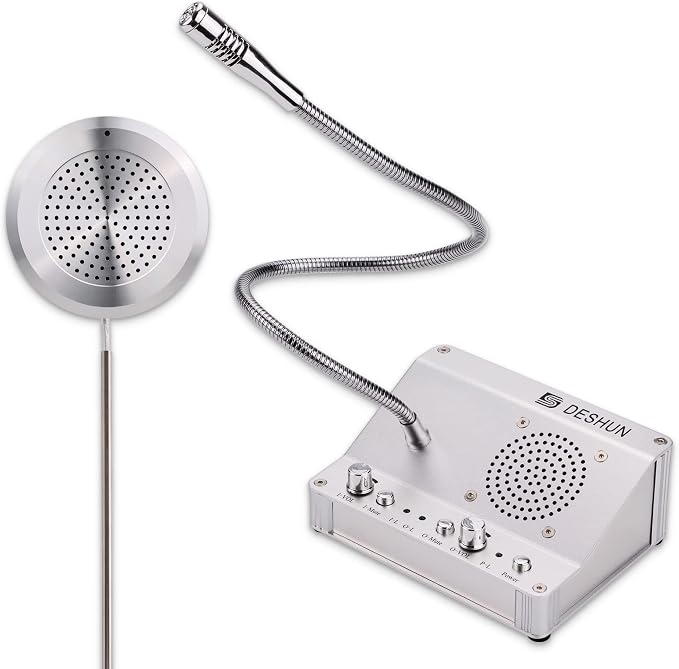 DESHUN Window intercom, Window Speakers, Dual-Way Window Counter intercom Microphone, for The Business/Bank/Office/Hospital/Station/Catering/Ticket Window to Provide Communication Solutions