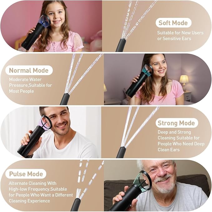 Ear Wax Removal Kit, Electric Ear Cleaner with Ear Irrigation Flushing System, IPX6 Waterproof Ear Cleaning Tool, Automatic Ear Cleaner Earwax Removal for Adults Home Gifts