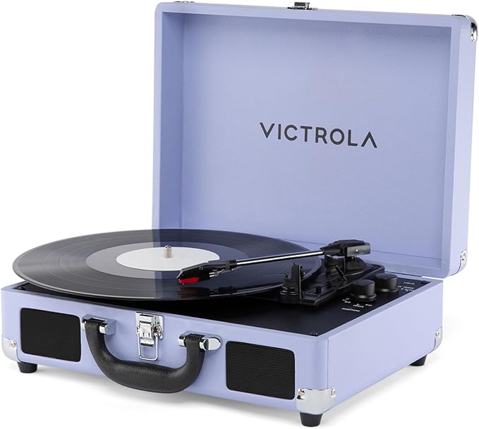 Victrola Journey II (2025 Model) – Bluetooth Suitcase Record Player – Built-in Stereo Speakers with Enhanced Bass, 3-Speed Turntable, Bluetooth Input and Output, RCA & Headphone Outputs (Lavender)