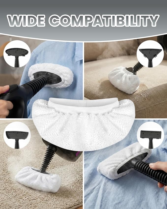 4 Pack Universal Microfiber Cloths for Handheld Steam Cleaner, Double-Layered Reusable & Washable Pads, Compatible with Bissell SteamShot, Wagner, PurSteam, McCulloch, Dupray and More
