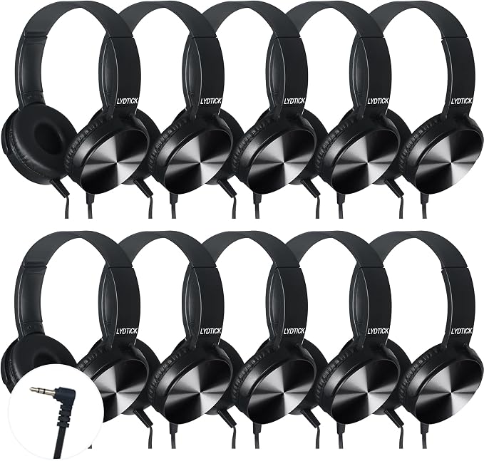 10 Pack Kids Headphones Bulk for School Classroom, Over-Ear Headphones Wired School Supplies for Kids Students Teachers, 3.5mm Jack(Black)