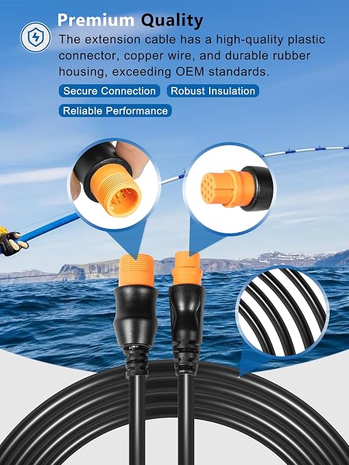 Replacement for Garmin 010-11617-32 Extension Cable 12-Pin, Compatible with 12-Pin Garmin Scanning Transducers, 12-Pin Airmar Transducers with XID, ECHOMAP, STRIKER, LiveScope, GPSMAP Series (10 Feet)