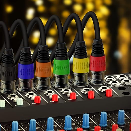 XLR Cables, XLR Microphone Cable 10 ft 6 Pack, Gold-Plated 3-pin XLR Speaker Cable Male to Female Balanced Mic Cable