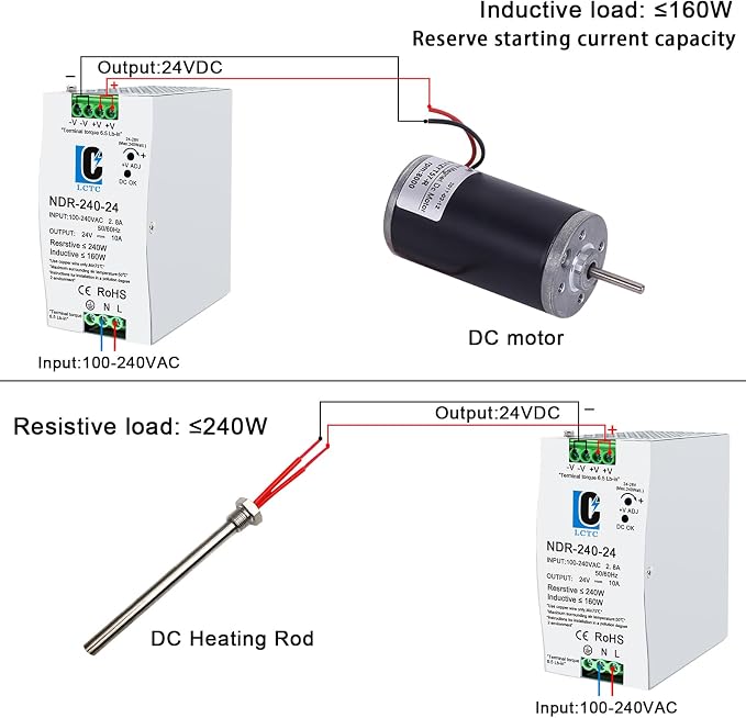 240W Power Supply;120v to 24v Power Supply 10amp (Input:100-240VAC,Output:24VDC,50/60HZ);PFC Function;Power Supply Switch Switching Converter