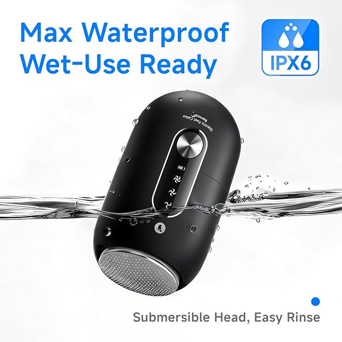 Electric Foot Callus Remover with 30000Pa Motor & 304 Stainless Steel Head – 3-Speed Rechargeable Foot File, LED Display, Gravity Sensor, IPX6 Waterproof Pedicure Tool for Dry Cracked Feet