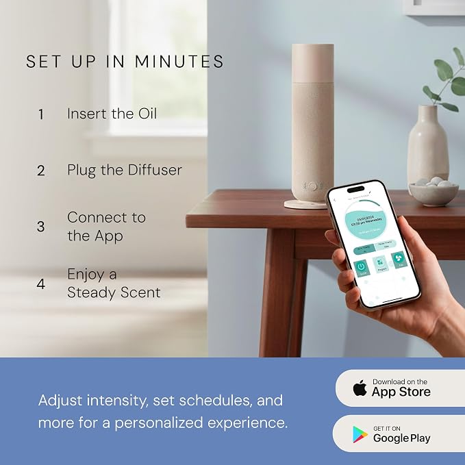 Air Esscentials AE800 Tower Smart Scent Air Machine, Waterless Aroma Diffuser with Bluetooth App Control, Ambient Light, Programmable Scent Settings, Covers Up to 800 Sq. Ft.