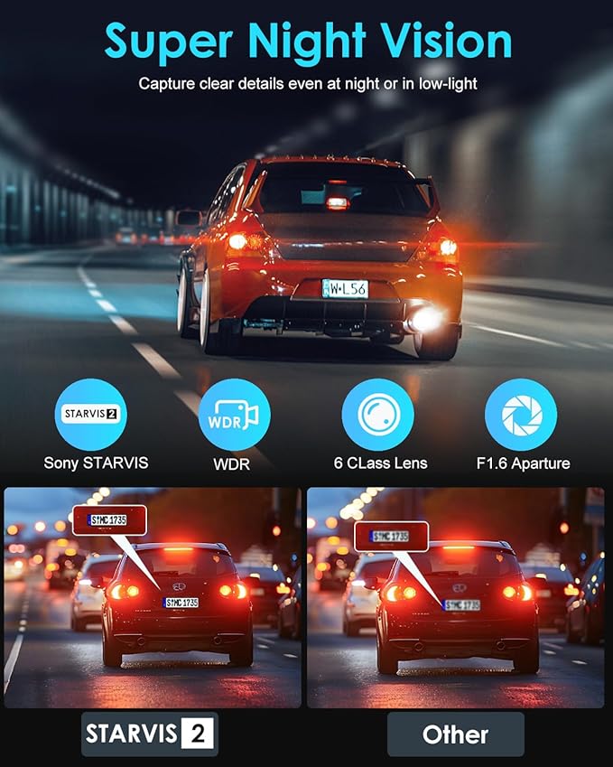 ORSKEY 4K Dash Cam Front and Rear, Free 64GB Card, STARVIS 2 Sensor, 5.8GHz WiFi Dash Camera for Cars, 2160P+1080P Dual Car Camera with GPS, 3" IPS, 24H Parking Mode, WDR, Support 512GB Max