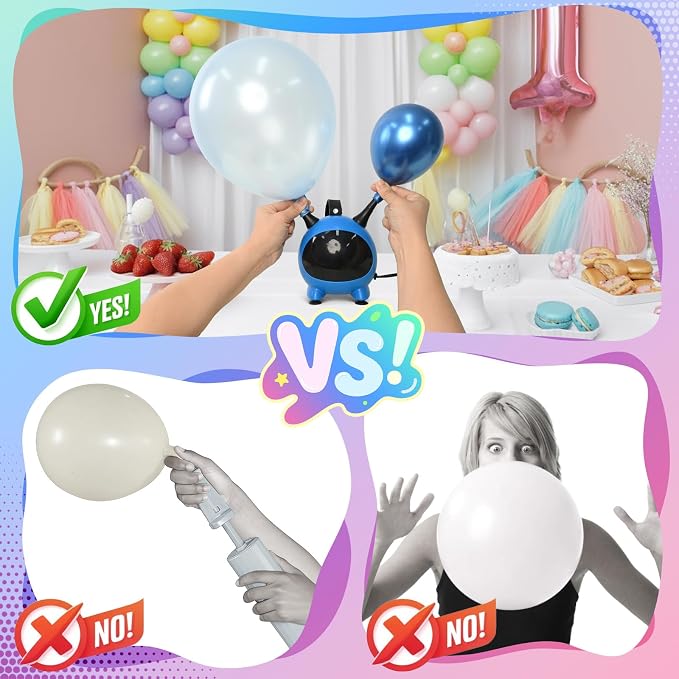 Balloon Pump Electric, Portable Balloons Inflator Air Pump Dual Nozzle, 110V Small Electric Balloons Blower Machine Corded, 600W for Latex Foil Balloon Arch Garland Party Decorations Supplies