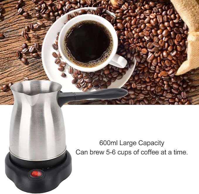 banapoy Electric Turkish Coffee Maker Machine, Stainless Steel Greek Turkish Coffee Pot with Anti Scald Handle, Heating Tea Maker Kettle for Arabic Tea Milk, banapoymf7p5tekia