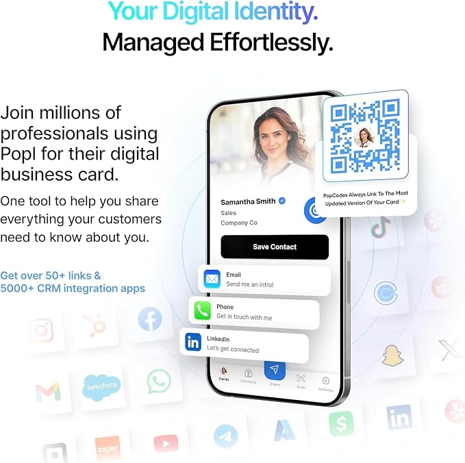 Authentic Patented Popl Bracelet™ (Avoid Fake Knockoffs) - Smart NFC Networking Card - Simply Tap to Exchange Contact Info, Capture Leads, & Manage Contacts (White)