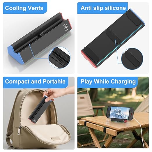 TV Dock Station for Nintendo Switch 2,Portable Charging Stand with 4K HDMI/ 2*USB Port/Type C Port/RGB Led Light -Switch 2 TV Docking Station Only