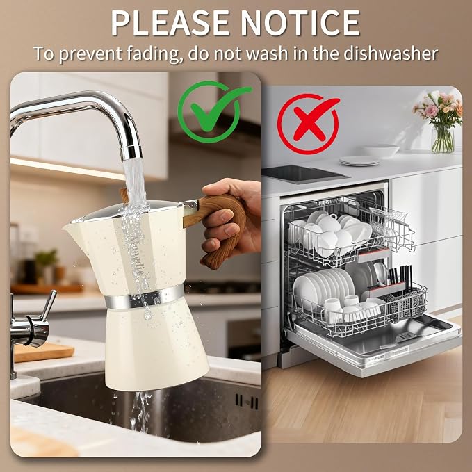 Mongdio Stovetop Espresso Maker Moka Pot, Cuban Coffee Maker Stove top coffee maker Moka Italian Espresso Greca Coffee Maker Brewer Percolator, 3 Espresso Cups, 5 oz - White