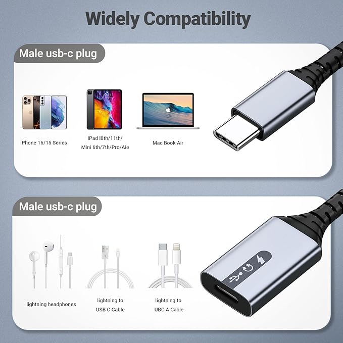 NICE BUDDY USB C to Lightning Adapter, 3-in-1 Type C to Female Lightning Converter OTG Cable for iPhone 15/14/13, iPad Pro/Air/Mini, MacBook, for Charging, Data Transfer, Music Audio with EarPods