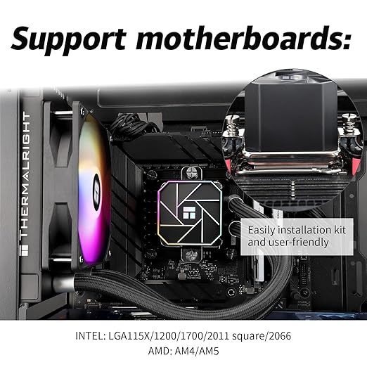Thermalrlght Aqua Elite 120 V3 Liquid CPU Cooler, AIO Pump Head Speed up to 3300RPM, TL-C12B-S V2 PWM Fans,for AMD/AM4/AM5, Intel LGA1150/1151/1200/2011/1700, Computer CPU Aio Cooler
