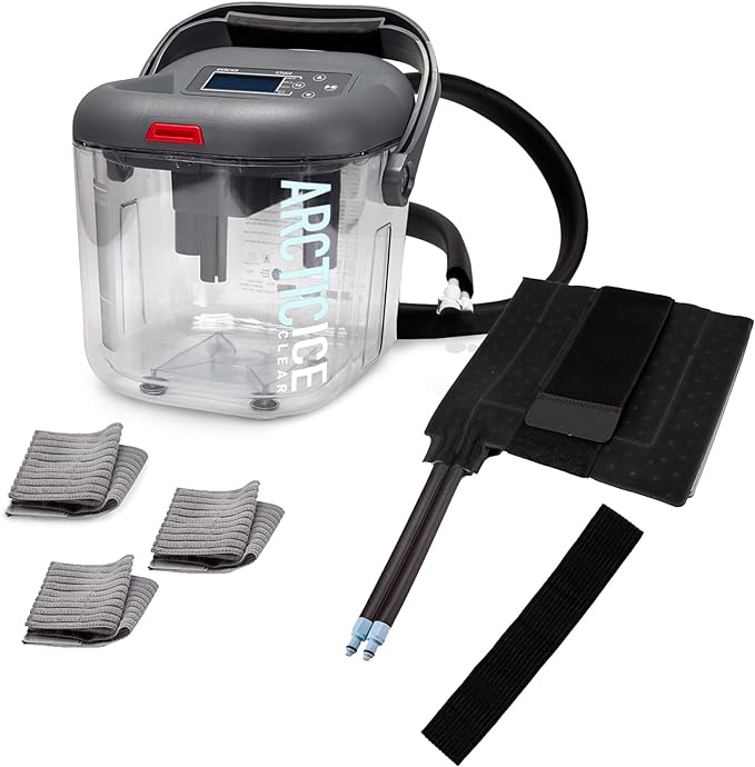 Circulating Cold Water Therapy Ice Machine Gen 2 by Arctic Ice Clear – for Knee, Elbow, Shoulder, Back Pain, Swelling, Sprains, Injuries (Arctic Ice Clear) (with Back Pad)