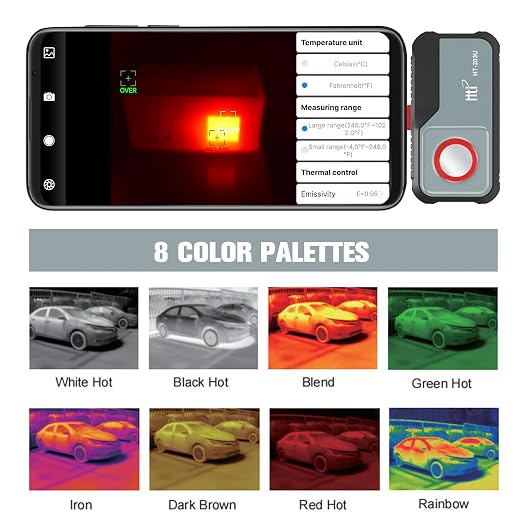 HT-203U Thermal Camera for USB-C Android, 512x384 Super Resolution with 256x192 IR Sensor, -4°F~1022°F, 50Hz Real-Time Temperature Alarm, Fully Adjustable Focus