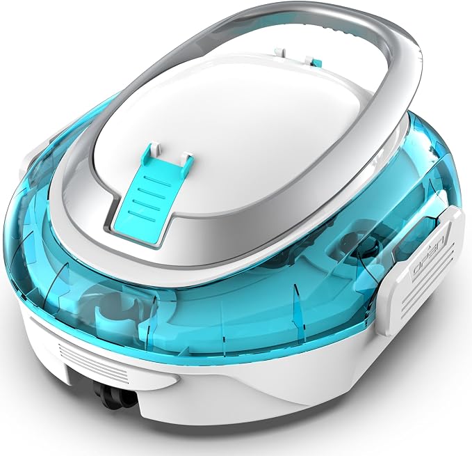 S2 Automatic Pool Vacuum for Above Ground Pools, Cordless Robotic Pool Cleaner with Dual-Motor Cleaning System, 90-Min Runtime, Efficient Debris Pickup and Quick Drain Design(Transparent Blue)