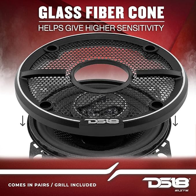DS18 ZXI-44 4" Car Audio Coaxial Speaker with Built in Neodymium Tweeter and Kevlar Cone – 2 Way 150 Watts Max 4 Ohm (2 Speakers),Black