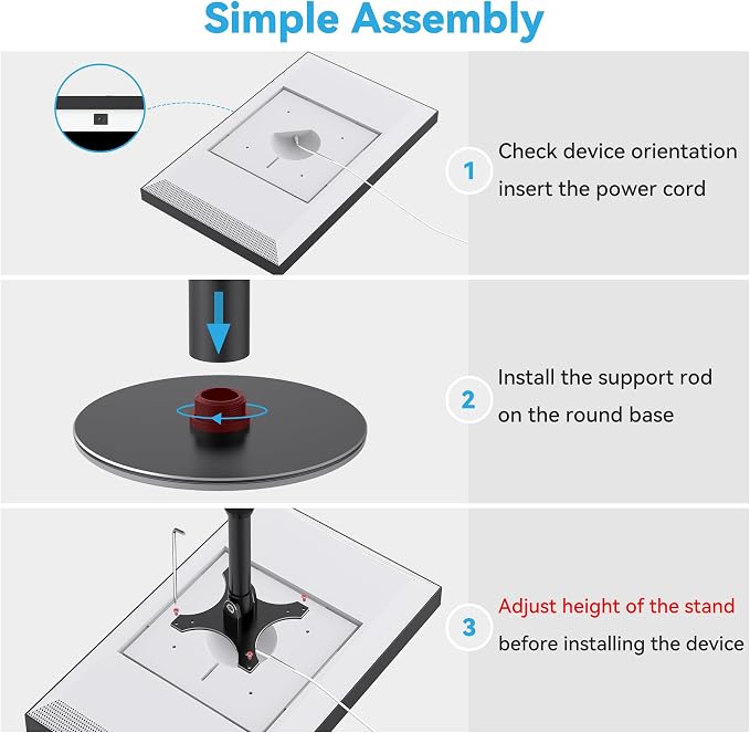 Almoz Desk Stand for Echo Show 21, Echo Show 15 (All Generations), Raises Up to 9.5" from Desk, Tilt and Swivel Mount for Alexa Echo Show 21, No Tools Required, Stable Centered Rod Design (UP-Blcak)