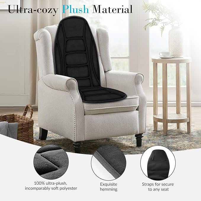Back Massager with Heat, 5 Vibrating Modes & 2 Heat Levels, Back Massager Chair Pad, Electric Massage Seat Cushion, Massage Pad for Back Pain Relief, Gifts for Men Him Dad Mom Her