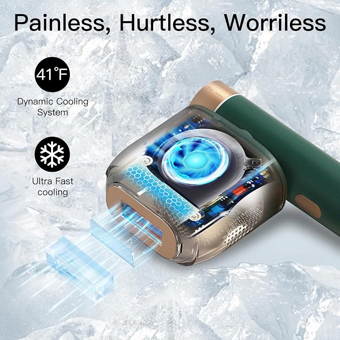 Laser Hair Removal, BoSidin IPL Hair Removal with Painless Ice-Cooling, 2-in-1 Face SR Rejuvenation, 6+1 Modes, 6 Levels Hair Removal for Women Permanent, Laser Hair Removal Kit with Shaver, Goggles