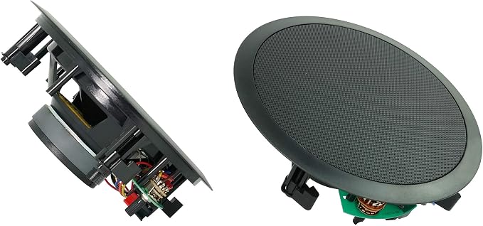 Rockville Pair CC80T Black 8" 70V Commercial Ceiling Speakers | Selectable 20w, 15w, 10w, 5w, 2.5w, 70V Taps, 50W 8-Ohm Mode, Swivel Tweeter, Paintable Flush Grilles for Restaurant