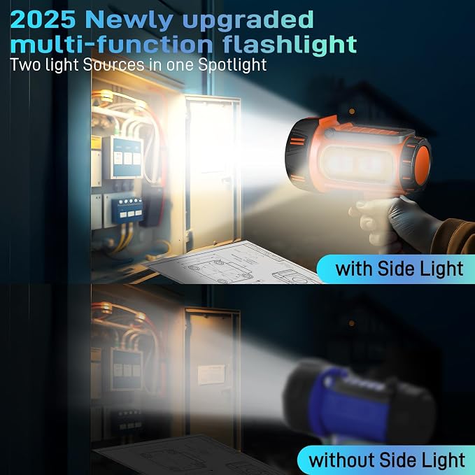 2026 New Super Bright Rechargeable Spotlight 3000,000 Lumen Flashlight Handheld Spotlight,10000mAh Spot Light Outdoor Runtime 72+ Hrs,Flashlight Searchlight Flood Camping Hunting Boating with Tripod