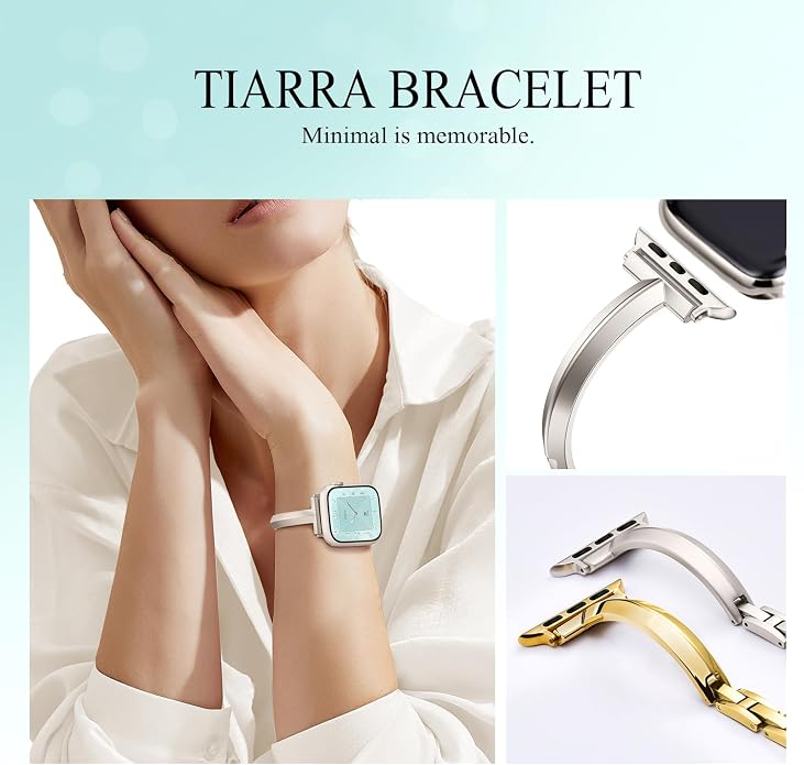 Missair Thin Band Compatible with Apple Watch 38mm 40mm 41mm 42mm 44mm 45mm 46mm 49mm for Women, Slim Bracelet Designer Dressy Stainless Steel Metal Strap for iWatch Series 11 10 9 8 7 6 5 4 SE Ultra