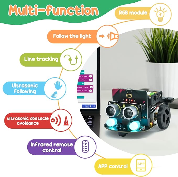 KEYESTUDIO Micro:bit V2 Robot + 37 Sensors Starter Kit for Microbit