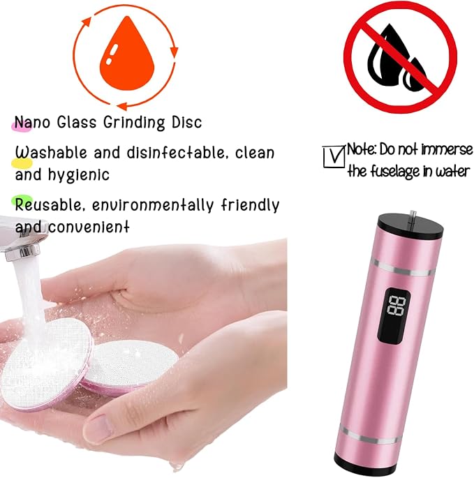 Electric Foot File Callus Remover Glass Grinding Head Electric Callus Remover for Feet Rechargeable Foot Grinder Dead Skin Pedicure Tools Adjustable Speed Foot Sander with Led Display