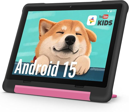 UEMXDOX Kids Tablet, 2026 Android 15 Tablet for Kids Age 3+, 8GB+64GB, Expandable to 512GB, 10" Touch Screen with Case, WiFi 6, BT5, Pre-Installed Parental Controls, Kids Space, Family Link (Black)