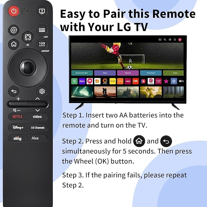 Replacement for LG TV Remote, for All 2019-2025 LG Remote Control for Smart TVs with Voice and Pointer Function, for LG Magic Remote. 2-Year Warranty.