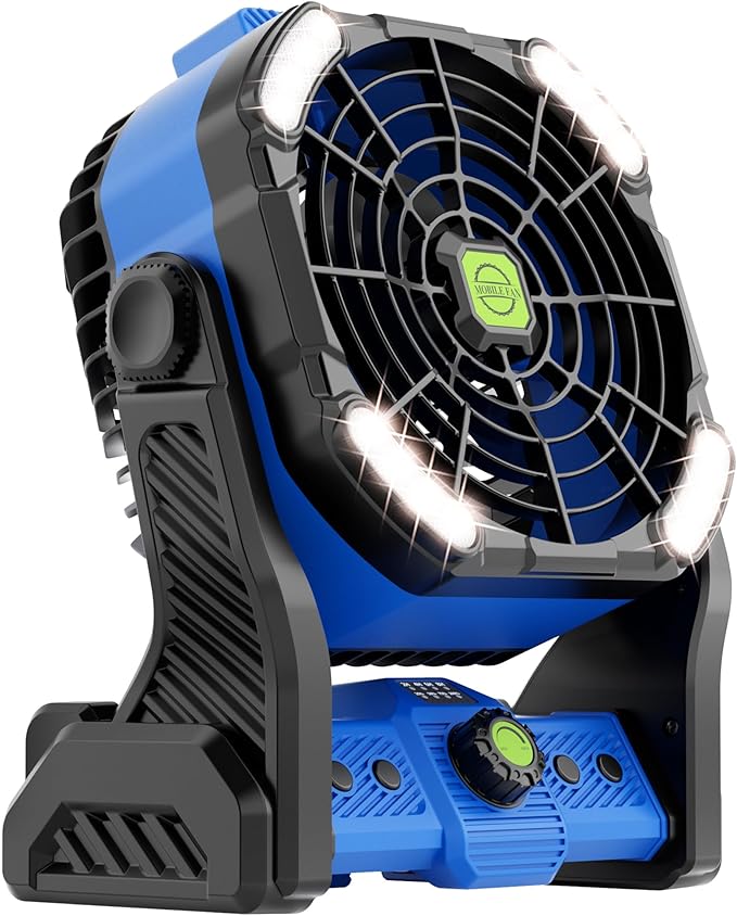 20000mAh Battery Powered Fan Rechargeable,Portable Fan for Travel Camping Fan with LED Lantern,270°Rotation Battery Operated Fan,USB Personal Fans Camping Essentials Battery Fan Cordless Fan X26 Blue