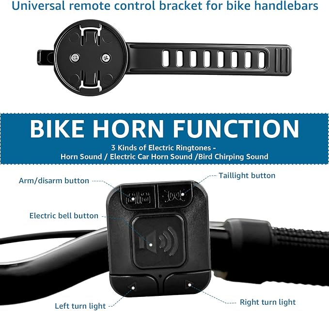 USUPERINK Turn Signals for Ebike, Bike Turn Signals, Bike Blinkers Front and Back, Bike Tail Light USB Rechargeable with Horn, IP65 Waterproof Anti-Theft Alarm, Auto On Off, for Bicycle,Ebike,Scooter