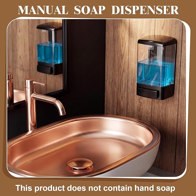 Hushee 4 Pcs Plastic Wall Mounted Soap Dispenser Commercial Manual Soap Containers Wall Dispenser for Kitchen Shower Hotel Liquid Shampoo Gel Chamber(33.8 oz 1000 ml,Clear)