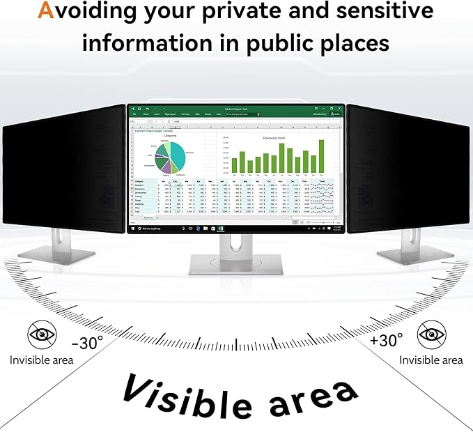 Mamol 22 Inch Computer Privacy Screen Filter for 16:10 Aspect Ratio Widescreen Monitor - Removable Anti Glare Blue Light Filter, Anti-Scratch Privacy Protector Film, Computer Screen Shield 22in