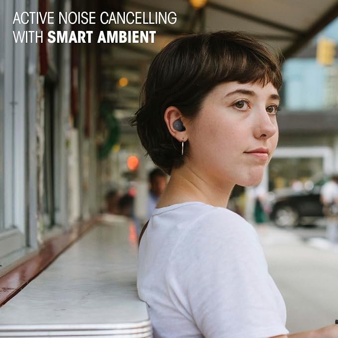 JBL Vibe Buds 2 - True Wireless Noise Cancelling Earbuds with JBL Pure Bass Sound & Smart Ambient technology, 4mics for crisp, clear calls, up to 40Hrs of Playback, IP54 Dust & Water resistant (White)