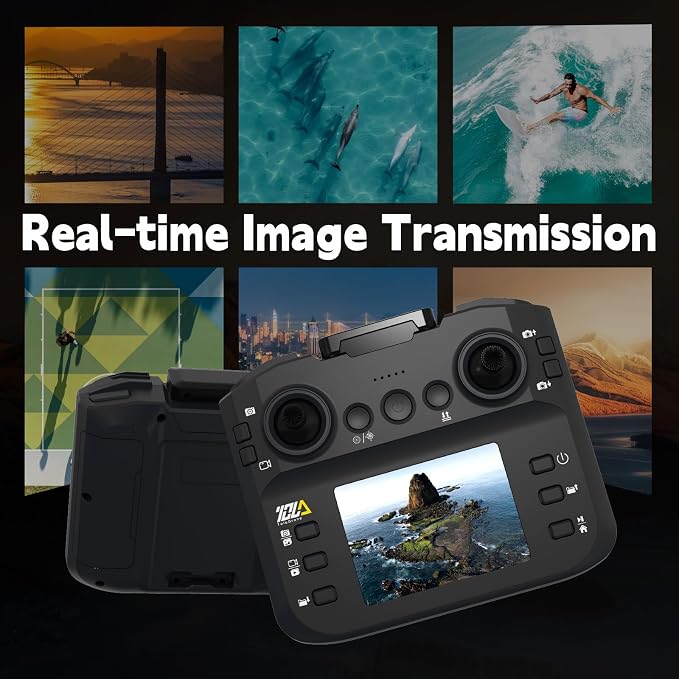 Toladrone TD12LCD Drone with LCD Screen Remote Control Brushless Motor WiFi Real-time Transmission Drones for Adults Drone with Camera Foldable Quadcopter for Beginners