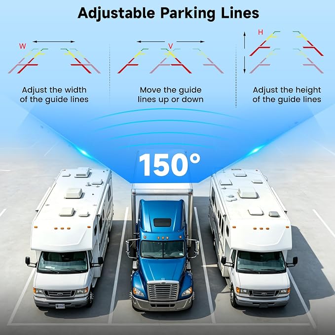 4-Camera Wired Backup Camera System for Truck & RV, 10.1" 1080P Quad Split Monitor, DVR Recording, Night Vision, Waterproof Vibration-Proof for Trailer, Tractor & Heavy Equipment