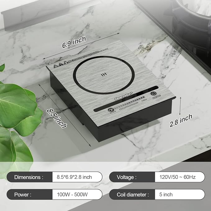 Mini Induction Cooktop, Portable Induction Cooktop 500W for Moka Pot & Small Cookware, Compact Induction Burner with Even Heating, Ideal for Coffee, RV, Dorm