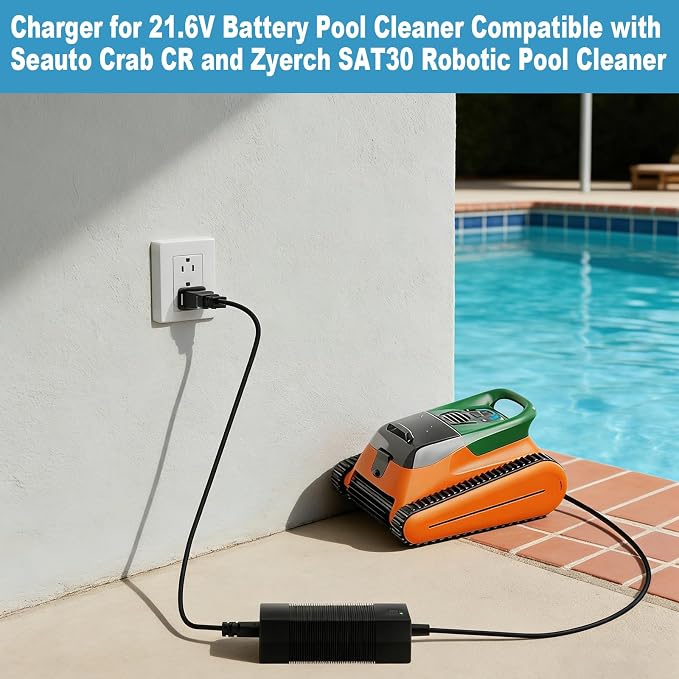 26V Charger for Seauto Crab CR and Zyerch SAT30 Robotic Pool Cleaner Compatible with 21.6V Battery Pool Cleaner Power Adapter Cord