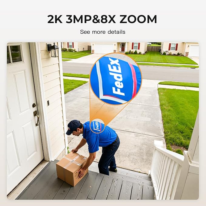 2K Cameras for Home Security,Indoor/Outdoor for Baby/Elder/Pet Monitoring with Phone app, Plug&Play,Color Night Vision,2-Way Audio&24/7 Recording,Support 128G Card (Not Included),6.56ft Wire